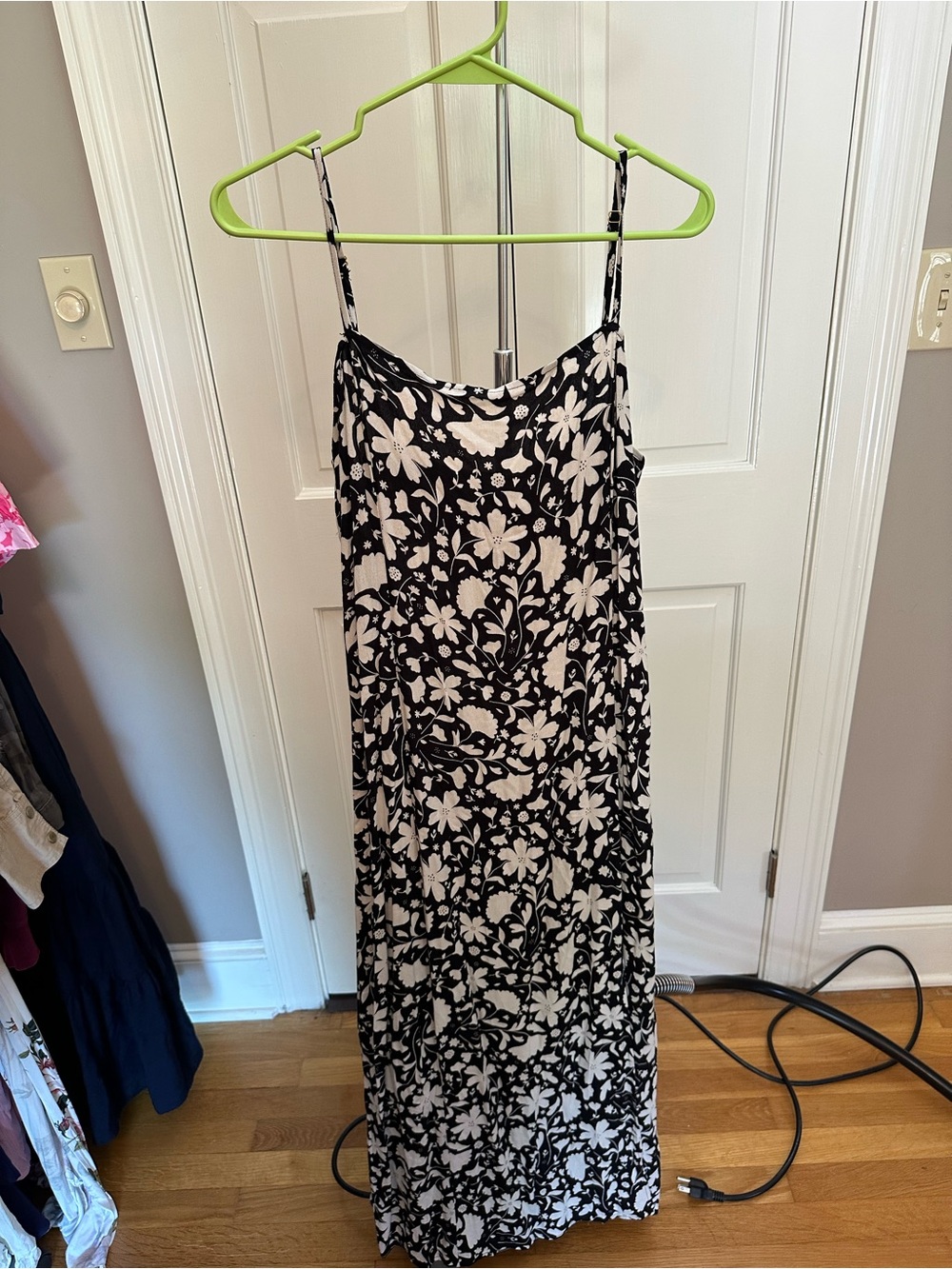 Floral Black & White Maxi Slip Dress